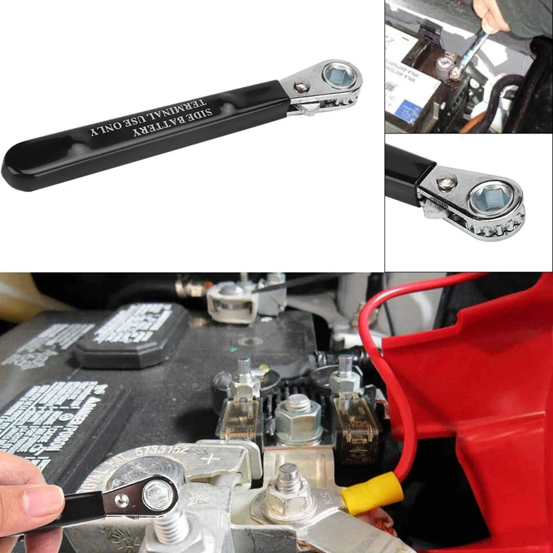 Car Styling Reversible 5/16 inch Hex Head Battery Bolt Side Wrench Terminal Ratchet 5.5In/14cm Long Insul |