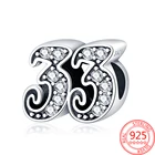 Подвеска с номером возраста, оригинальные зеркальные серебряные бусины с номером CZ 33, подходят для браслетов Pandora, сделай сам, цифровой Подарок на годовщину возраста