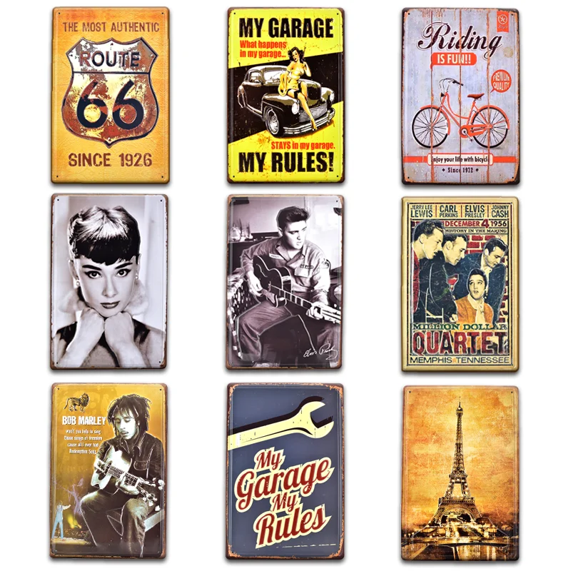 Винтажный металлический знак Elvis PIN UP GIRL для гаража потертый шик Монро ROUTE 66 3D