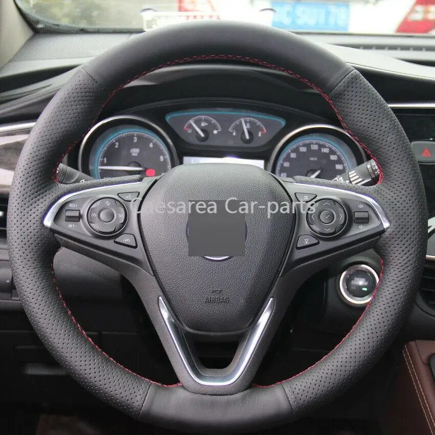 

Black Leather Hand-stitched Car Steering Wheel Cover for Buick Envision 2014-15
