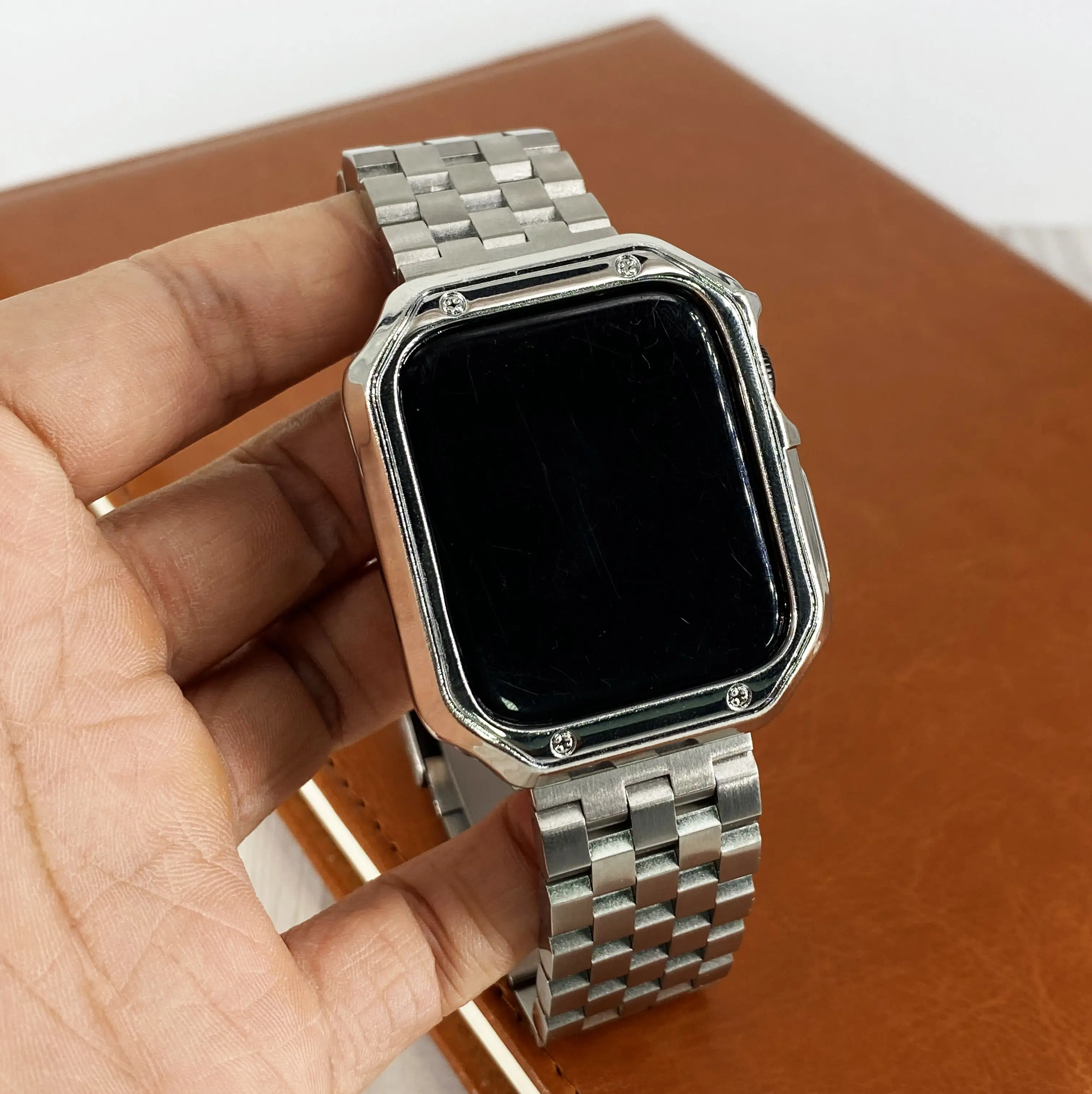 

Stainless Steel Watch Band Strap For Apple Watch 44mm 40mm 38mm 40mm Tank Style Top Quality Metal Straps For IWatch 6 SE 5 4 3