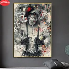 Алмазная живопись сделай сам, современное искусство, граффити, обезьяна, полная квадратная, круглая, вышивка крестиком, икона 5D, подарок, мозаика для домашнего декора