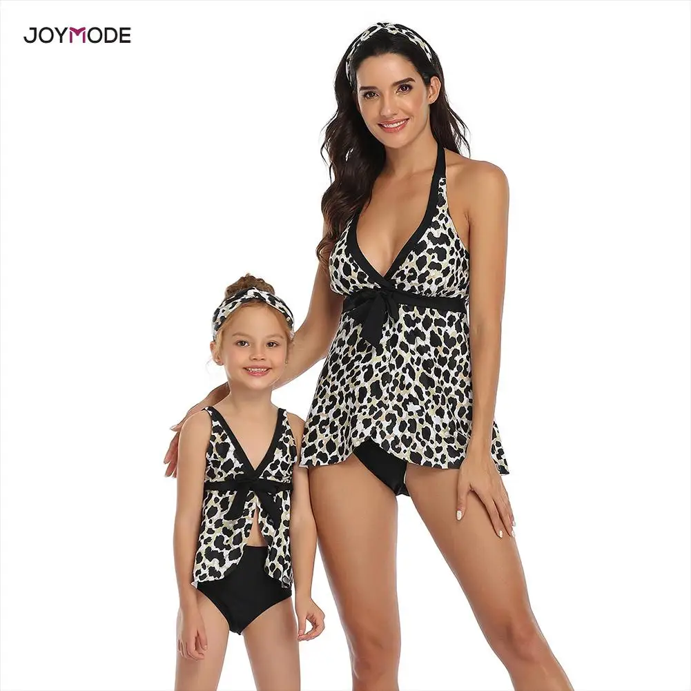 

2020 New Swimsuit Mother Daughter Clothes Printing piece floral Parent-Child Swimwear Matching Family Outfits Beachwear Bow-Knot