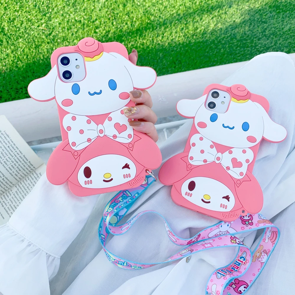 

Cartoon Rabbit Pattern Soft Shell For iPhone 11Pro 12mini 12promax 7 8 7plus X Xs Xr Xsmax Silica Gel Phone Case with Lanyard