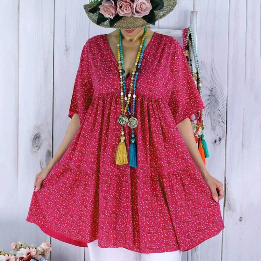 JAYCOSIN women floral print Mini dress long sleeve V neck pleated female casual retro short dresses vestidos mujer dropshipping | Женская