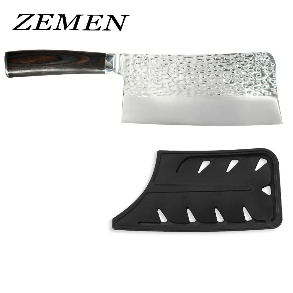 

ZEMEN Chinese Cleaver Quality нержавеющая сталь 7 дюймов, разделочная кость, аксессуары для приготовления пищи с защитной оболочкой
