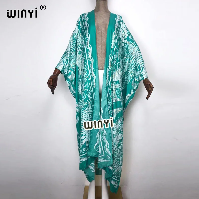 Длинный пляжный кардиган с цветочным принтом одежда для плавания кимоно в стиле