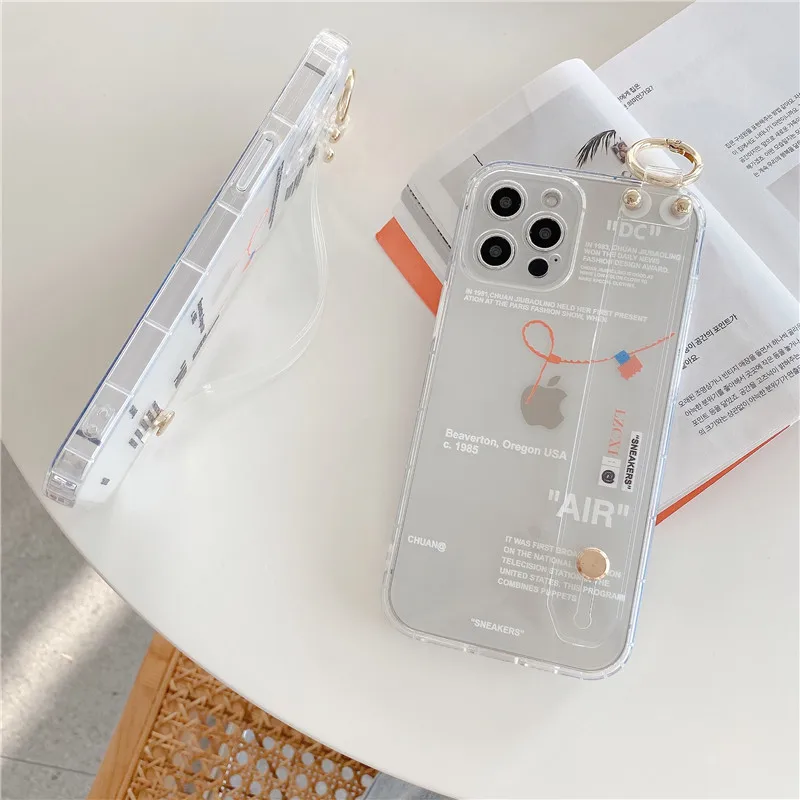 Trend brand sneakers box Sports shoes holder wrist bracket clear phone case for iPhone 13 12 11 Pro X XS XR Max 7 8plus 14 cover