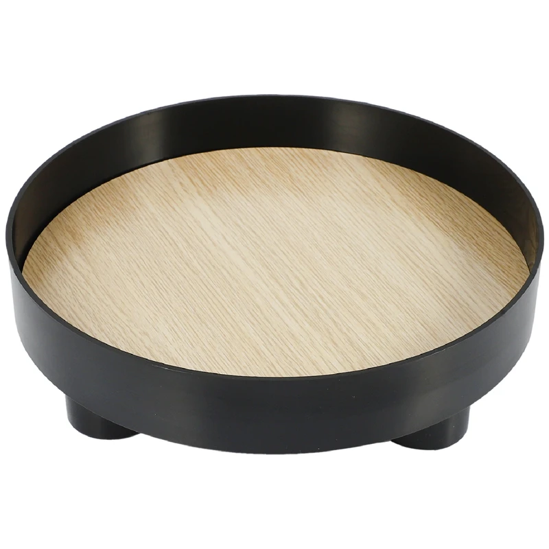 

Nordic Round Plastic Tray Plastic Organize Disk Snacks Sundries High Foot Plate Home Use Desktop Decoration Tea Tray