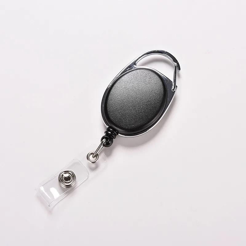 

1PCS Metal Housing Plastic Covers Black Pull Key Ring ID Card Badge Tag Belt Clip Chain Holder