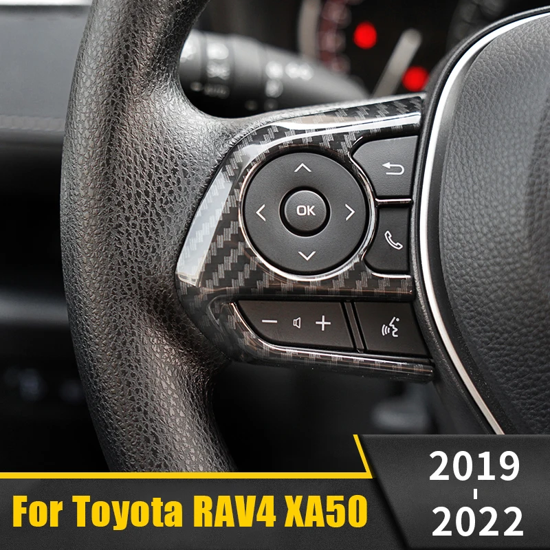 

ABS Carbon Car Steering Wheel Button Panel Cover Trim Stickers Accessories For Toyota RAV4 RAV 4 XA50 2019 2020 2021 2022 MK5