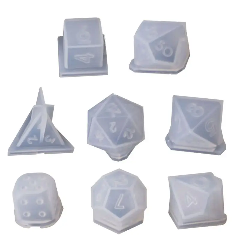 

8 Shapes DIY Playing Dice Mold Faceted Cube Round Dice Mold Crystal Resin Mold Kit Dice Digital Game Dice Silicone Mould