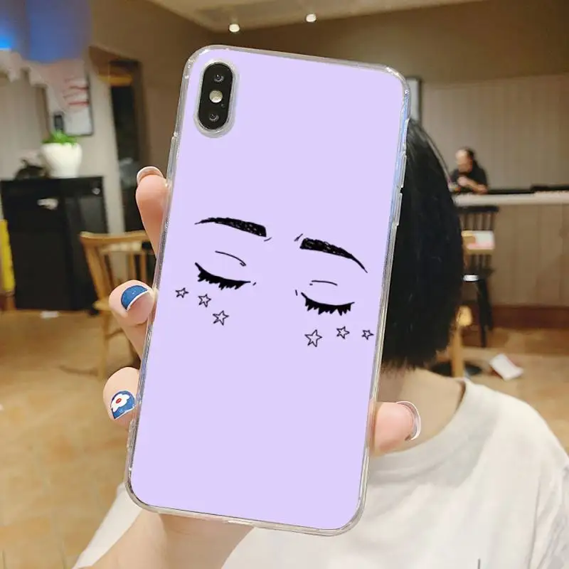 

Purple Doodles Aesthetics Phone Case Transparent for iPhone 6 7 8 11 12 s mini pro X XS XR MAX Plus
