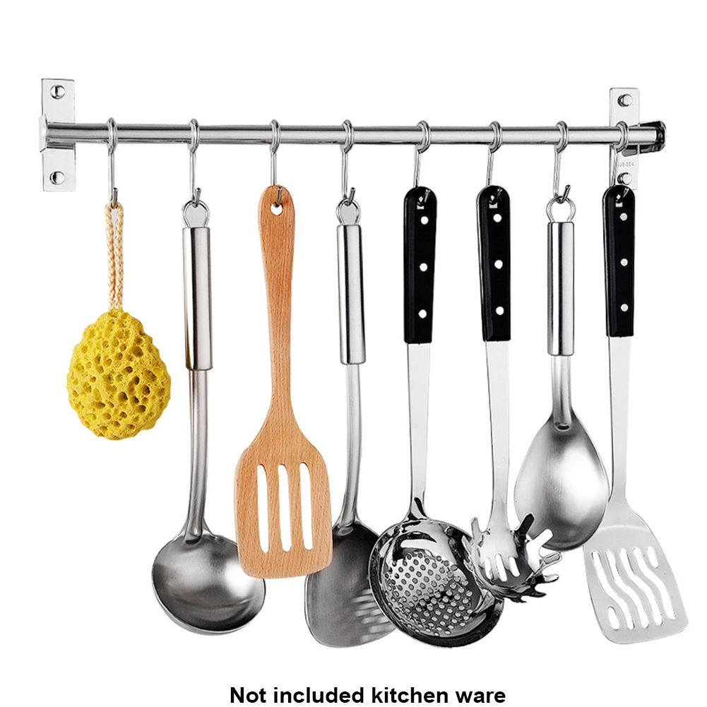 

Pot Storage Rack Screw Fixed Tools Home Holder Punch Free Hanging Utensils Hanger Wall Mounted Stainless Steel Pan Organizer