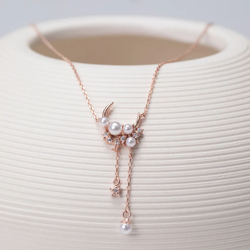 Женское колье из серебра 100% пробы с жемчугом и цирконом|Цепочки| |