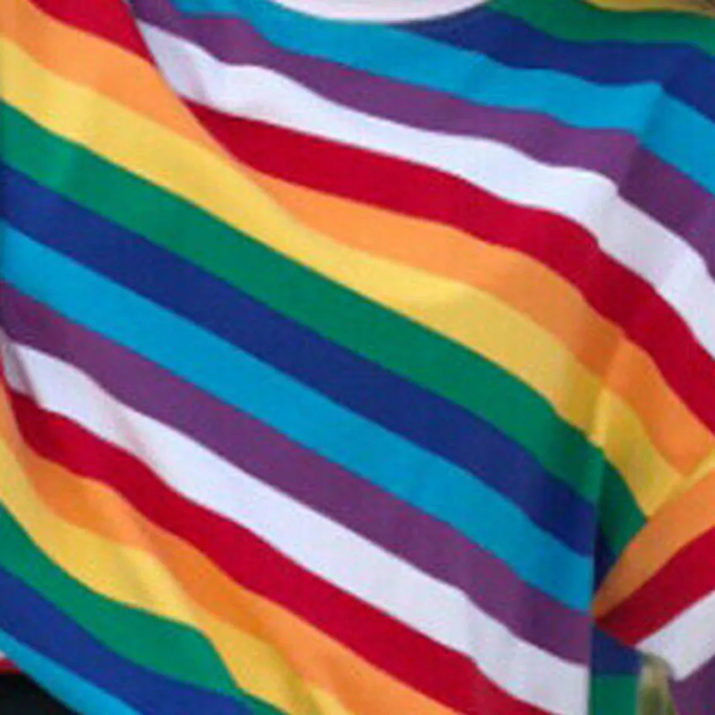 Новинка 2019 модная женская футболка радужная полоска принт длинный рукав harajuku в