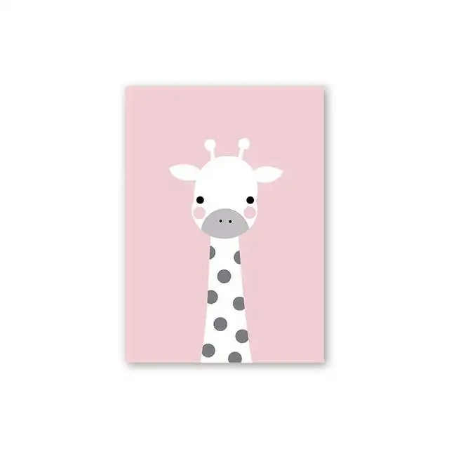 

Lovely Carton Design Pink Love Bunny Giraffe Stars Nordic Canvas Picture Print Wall Art Poster Decor For Nursery Baby Girls Room
