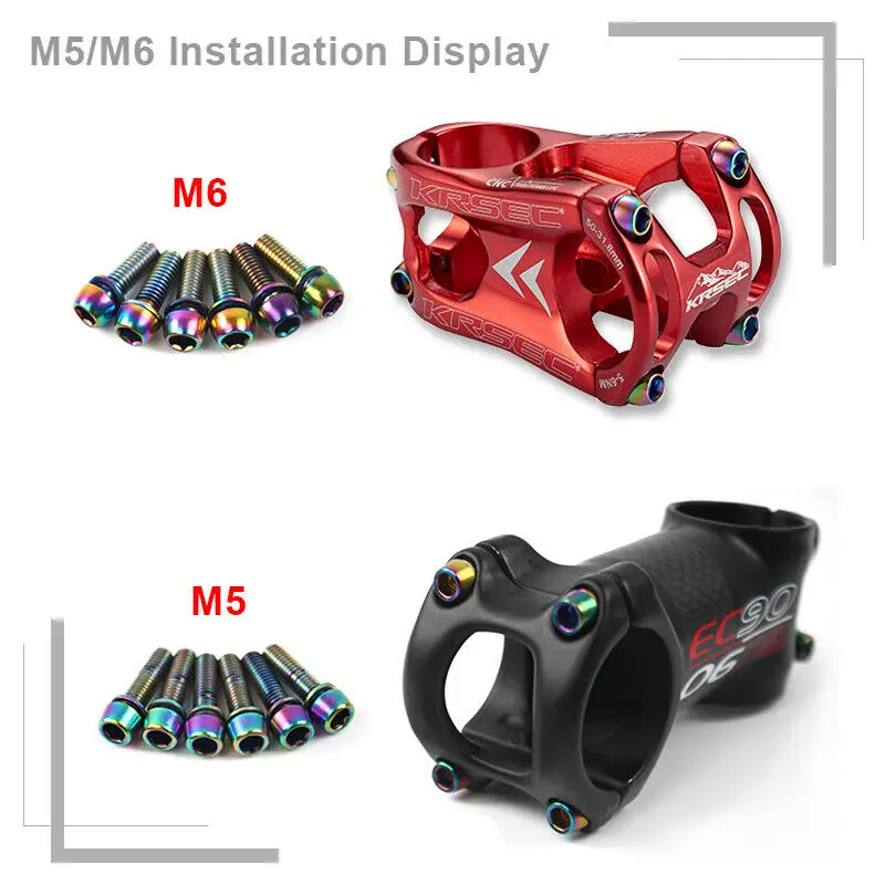 Титановый штоковый винт M5/M6 для горного велосипеда титановое покрытие дорожный