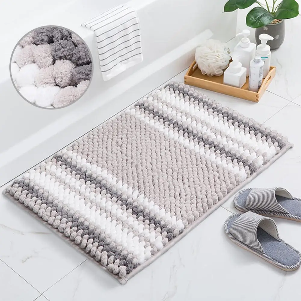 

Floor Mat Stripe Print Soft Non-slip Kitchen Bathroom Carpet Protective Pad