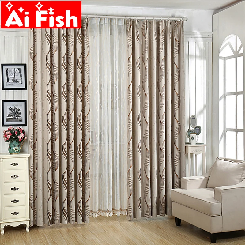 

Modern Simple Gray Stripe Thick Blackout Curtains For Living Room Coffee Print Stripe Bedroom Curtain Window Tulle Drape wp377#5