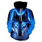 2021 Модные мужские свитшоты с капюшоном с 3D принтом волка для мужчин и женщин блестящий дизайн волка пуловер унисекс хип-хоп повседневные пальто