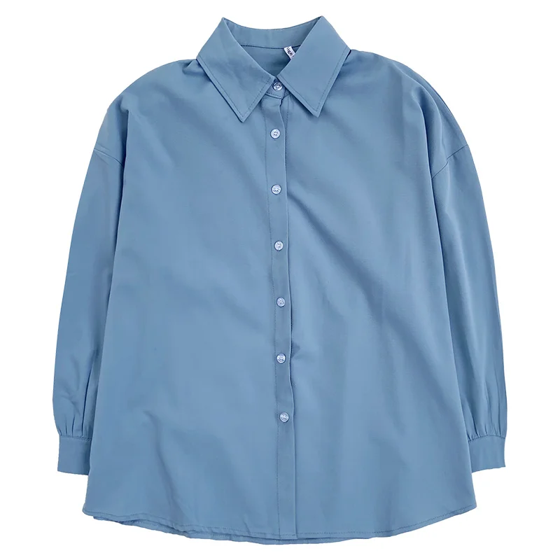 

Yeeloca Design Lazy Wind Temperament Drooping Silky Shirt Early Autumn Lapel Loose Blousers Sunscreen Long Sleeve Top