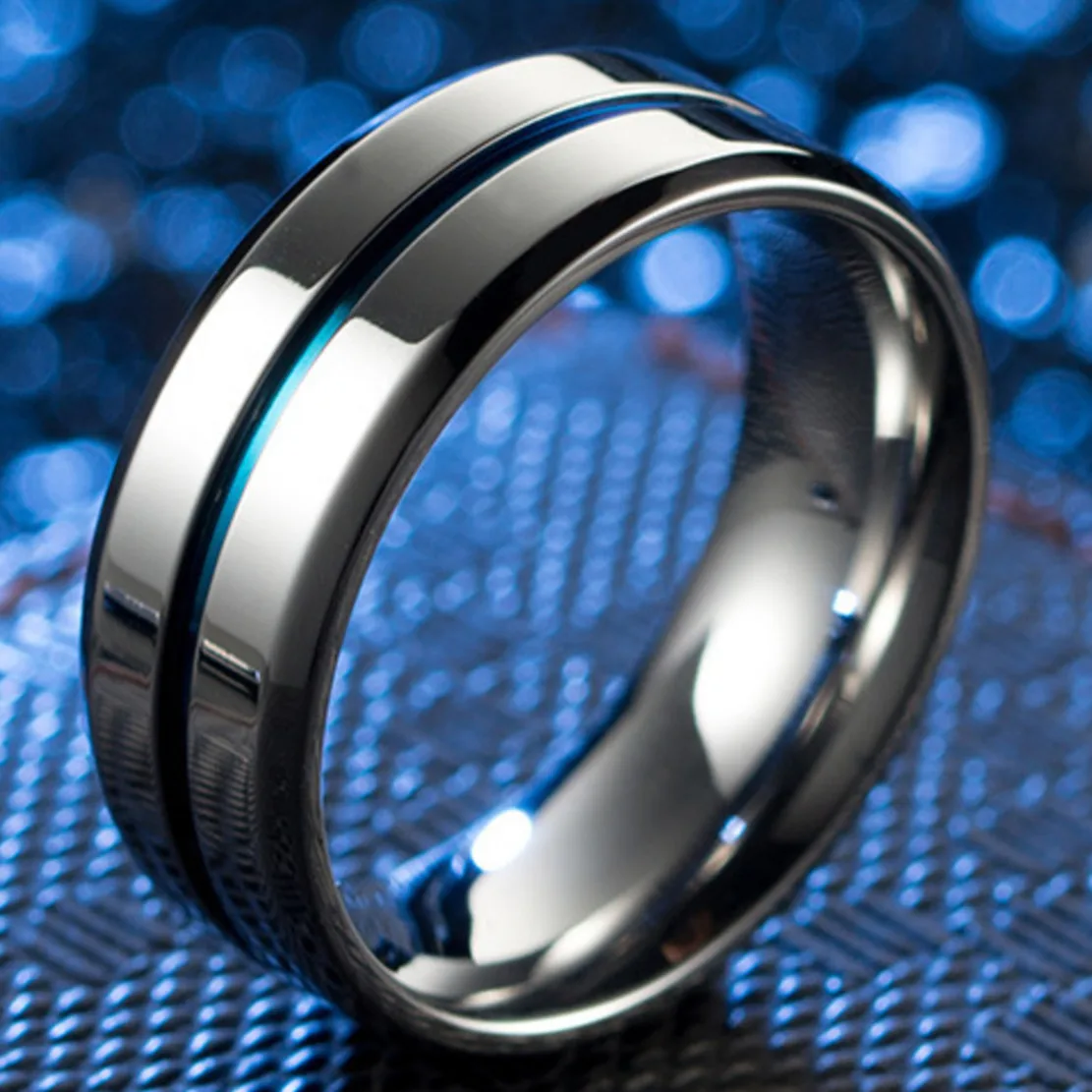 

Unisex Fashion Wedding Rings Gifts For Women Men Stainless Steel Viking Jewelry Love Finger Mens Simple Blue Titanium Ring