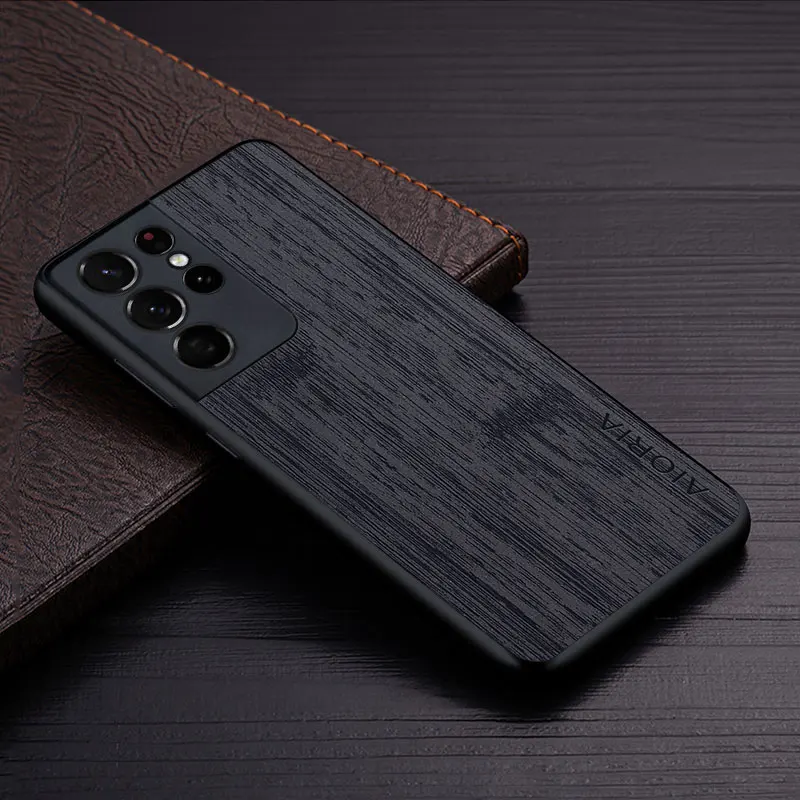 Чехол для Samsung Galaxy S21 Ultra Plus FE 5G funda бамбуковый деревянный кожаный чехол с рисунком