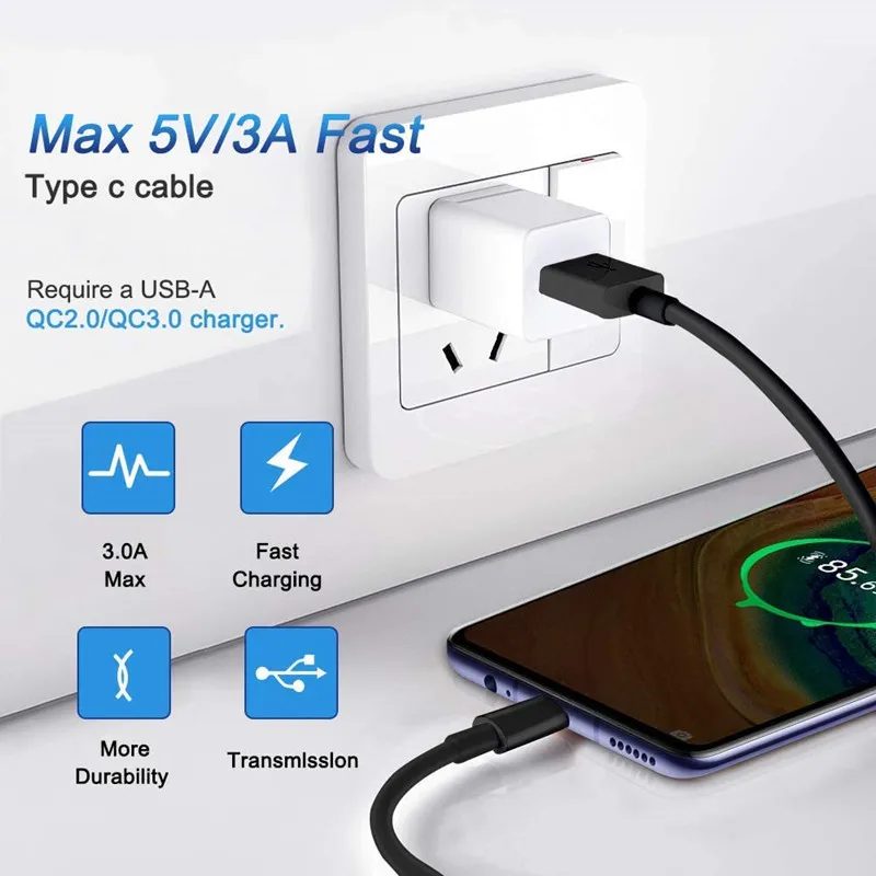 

Fast Charger QC3.0 18W Quick Charge Adapter USB Type C Cable For Mi 9 8 SE 10 9T 10T Lite 5G A1 A2 Redmi Note 7 8 K20 K30 Pro