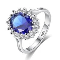 princess cut 3 2ct created blue sapphire ring original 925 silver charms engagement jewelry rings for women