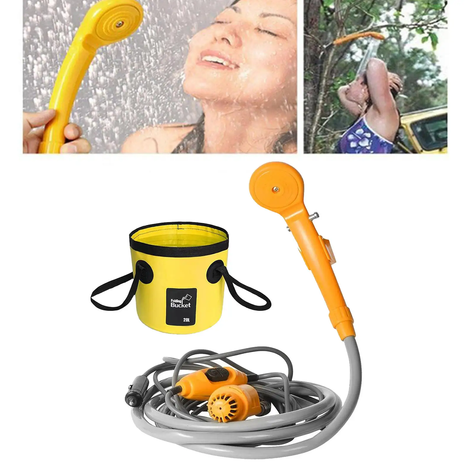 

Portable Car shower Camping Outdoor Shower Water bucket pump set Hand Held Showering Pump Shower Head With Spray head For Car