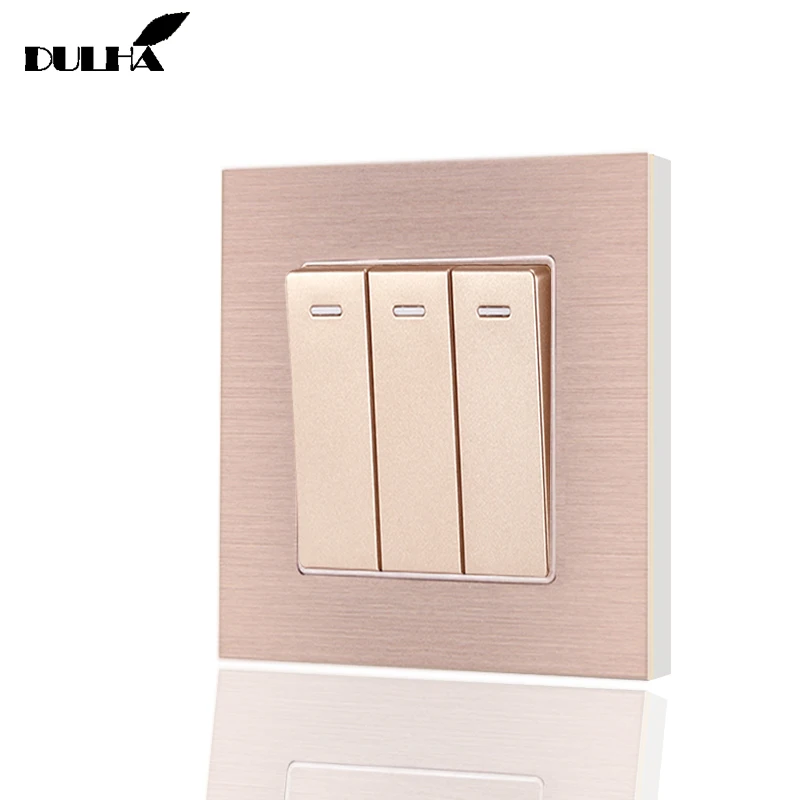 Роскошный 3 банда 1 способ настенный светильник переключатель шампанское золото