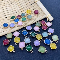 3 pieces of natural stone metal edging pendant square colorful crystal ladies necklace bracelet pendant diy jewelry making charm