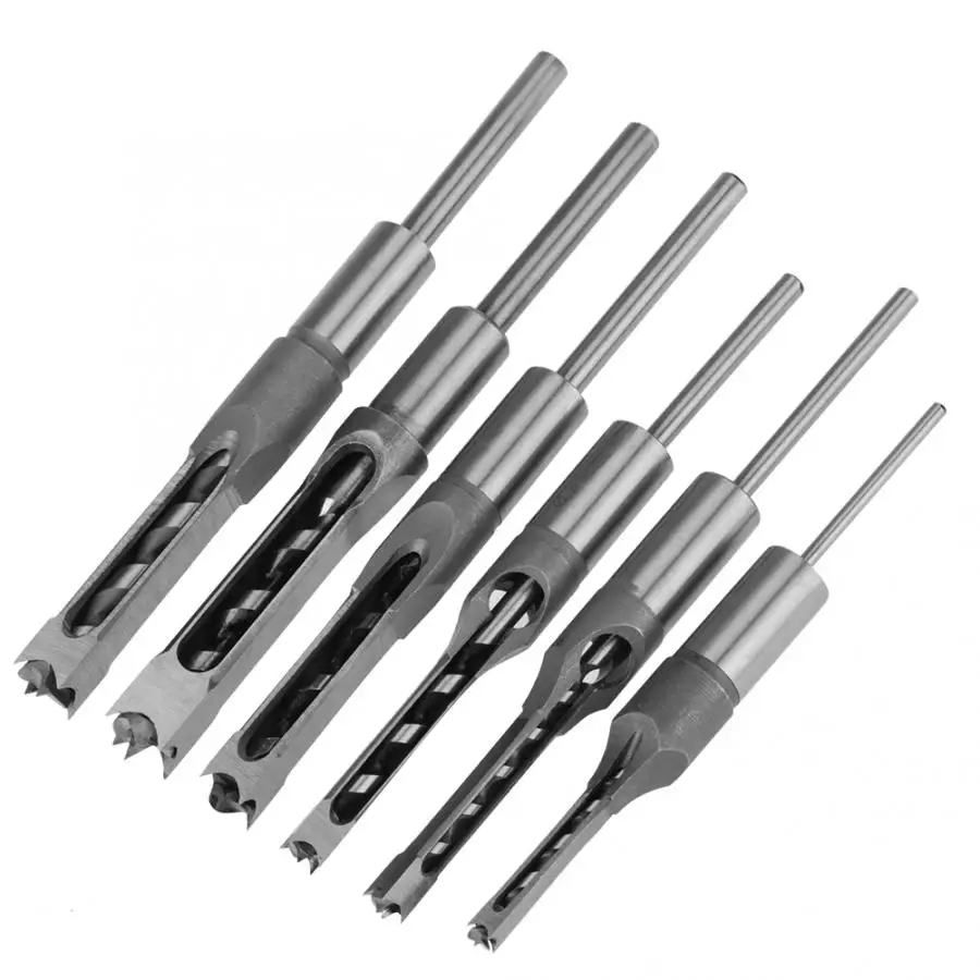 

6Pcs Square-hole Saw Mortising Drill Auger Drill Bit Mortising Chisel Woodworking Tool