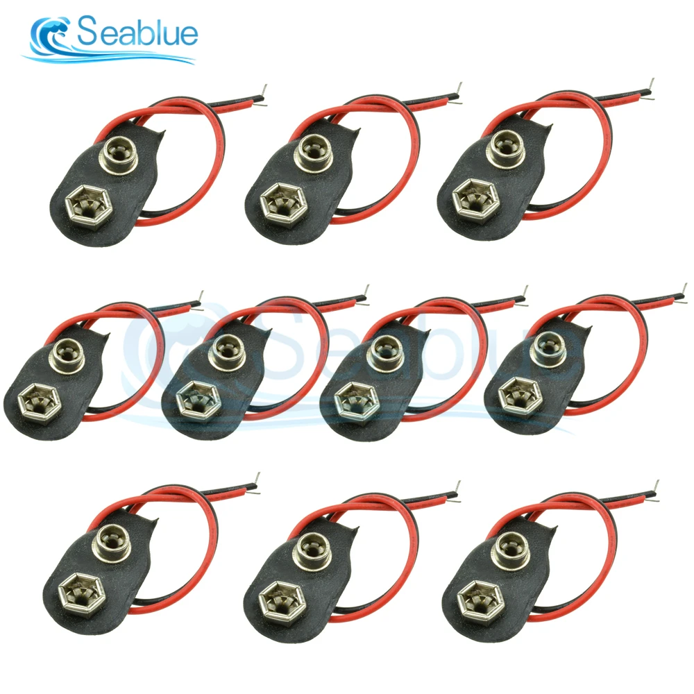

10Pcs/lot T Type 9V Battery Snap Connector Clip Lead Wires Holder