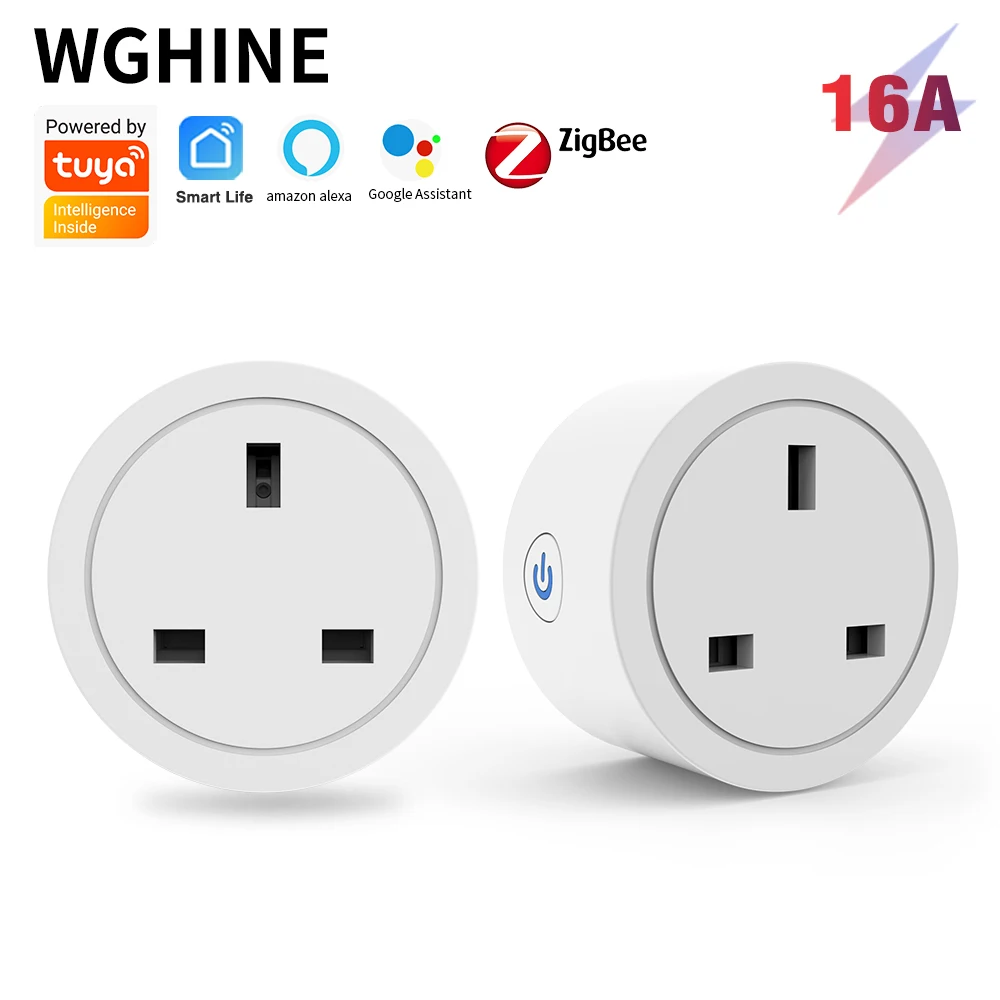 Розетка Zigbee WGHINE Tuya вилка стандарта Великобритании приложение Smart Life таймер