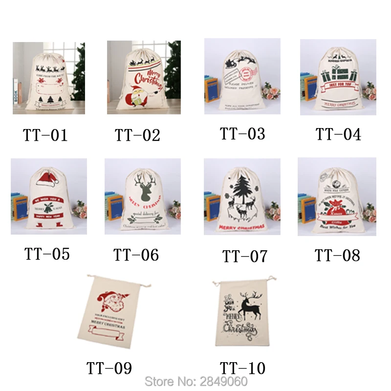 Customized Santa Sacks Christmas Bag 10pcs/lot Kids Drawstring Canvas Large Claus Personalized Party Gift | Дом и сад