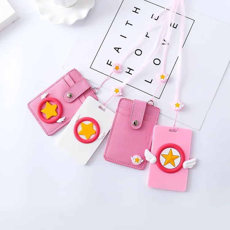 Cardcaptor Sakura Card Captor мультфильм розовый брелок подвеска держатель идентификатор автобуса банковская карта Монета из искусственной кожи подвески-безделушки подарок