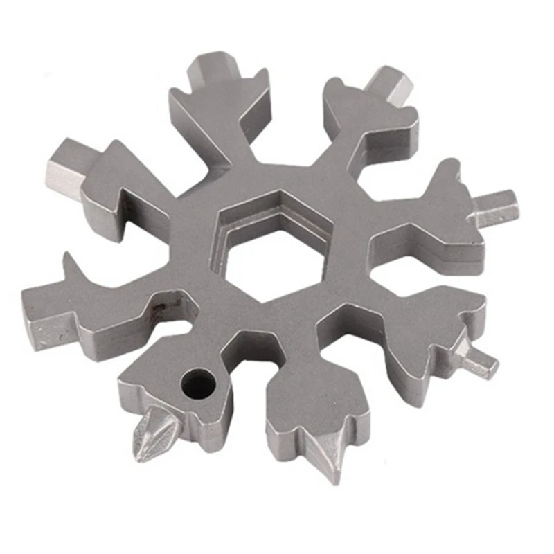 

1 Piece Of 18-in-one Multifunctional Snowflake-shaped Tool Card Steel Natural Color With Keychain 6.4*6.4*0.8cm