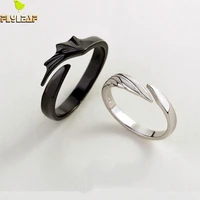 925 sterling silver angel wings couple open rings for women men romance valentines day souvenir gift handmade fine jewelry