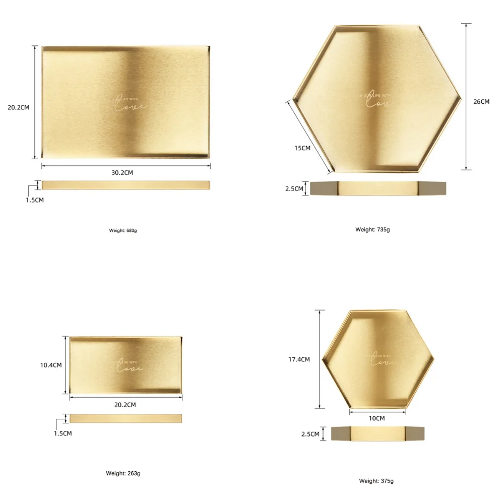 Геометрический лоток для хранения золотой из нержавеющей стали органайзер