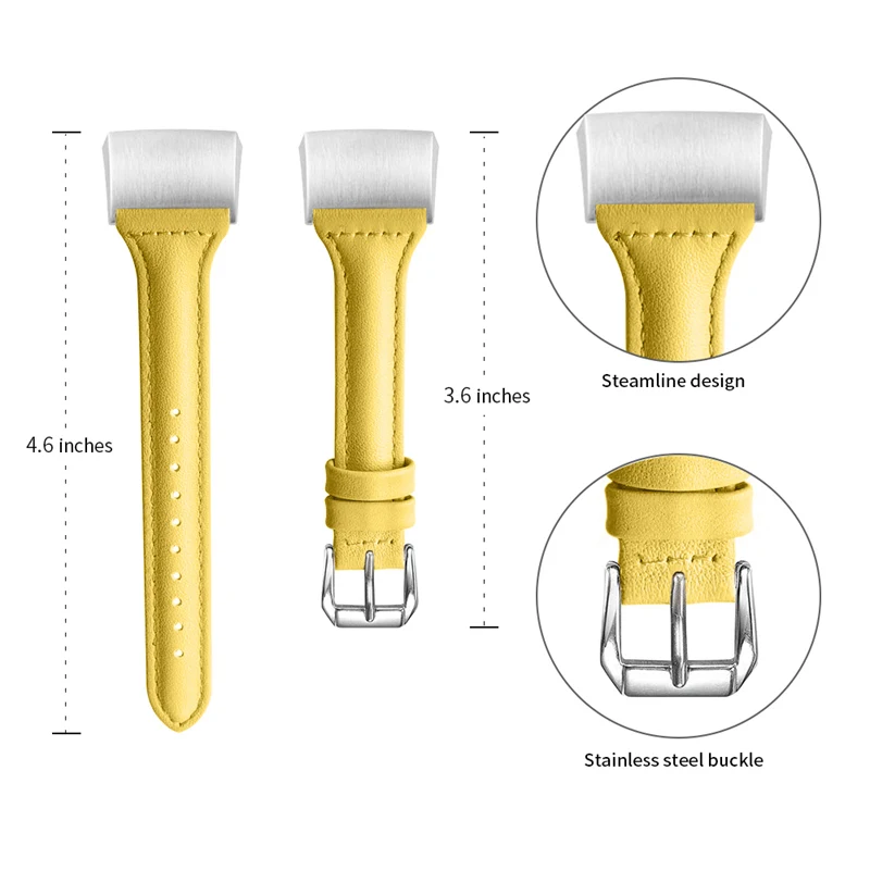 yellow OULUCCI металлический сетчатый ремешок с петлей, для браслета Fitbit charge 2 кожаный ремешок для Fitbit charge, 3 ремешка, умный браслет для мужчин и женщин - Цвет: yellow
