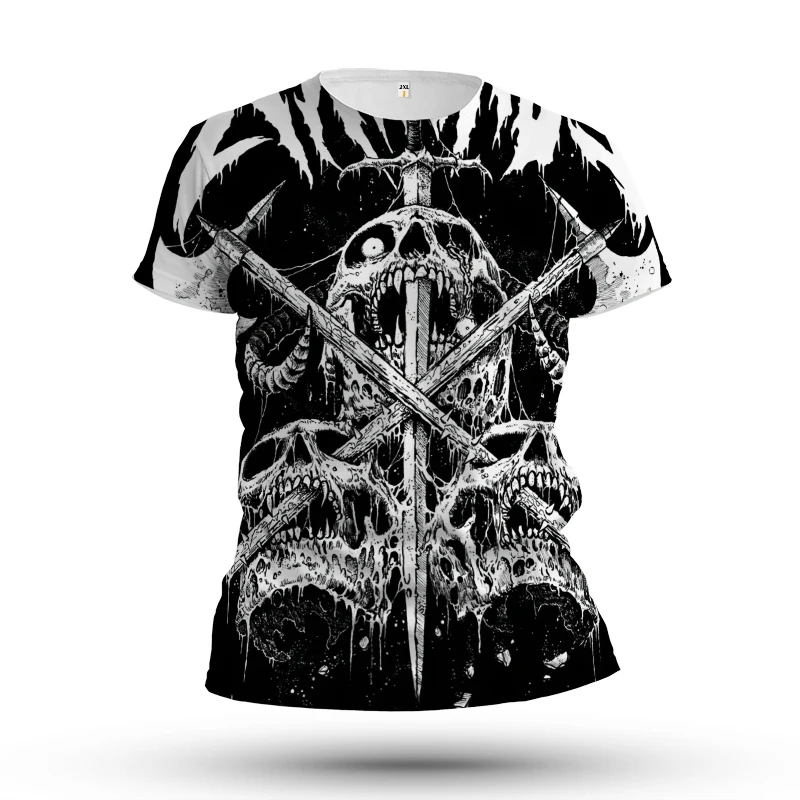 Мужская футболка с изображением проколенного ужаса и черепа Новинка летние