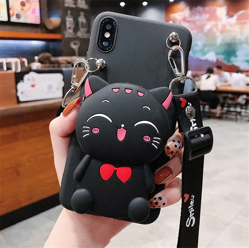 Cat Bags Lanyard Стежка с рисунком Китти Кэт, чехол для samsung Galaxy S7 край S8 S9 S10 S10E Note 8, 9, 10, J4 J6 J8 A6 A7 A8 плюс A9 и отделением для карт - Цвет: Cat Bags Lanyard