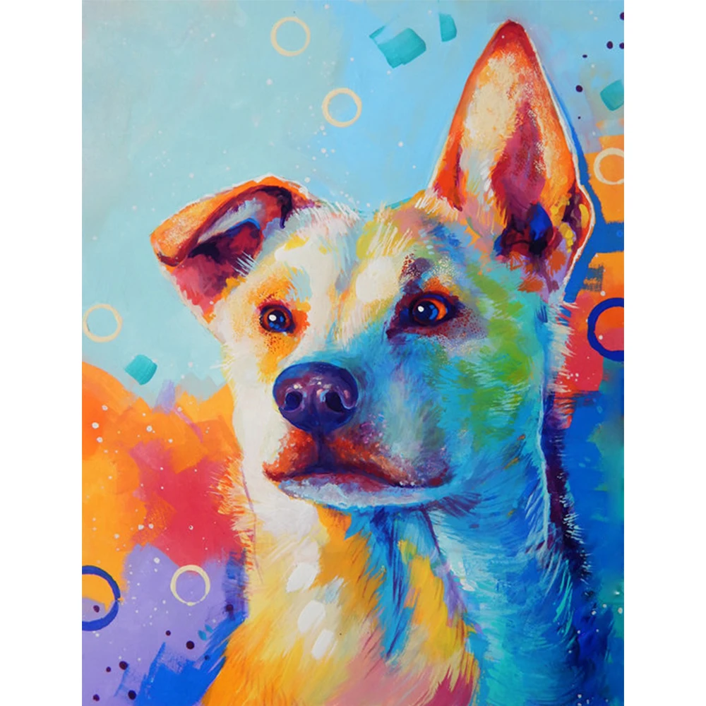 Набор для алмазной вышивки сделай сам крестиком 5D 7 розовых цветов с собакой