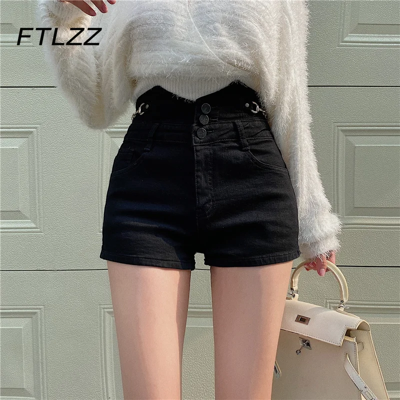Korean Chic Denim Shorts Women Slim 