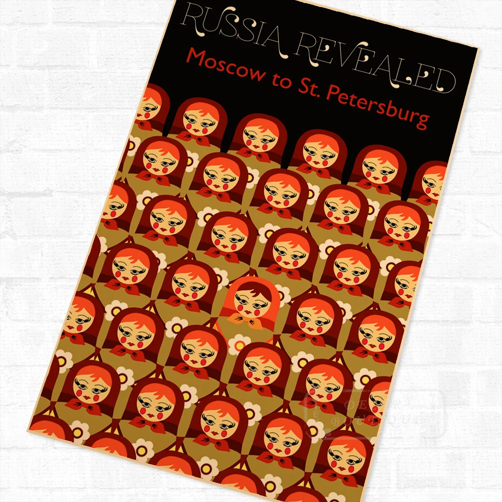 Россия москва матрешка поп-арт карты ретро винтажные из крафт-бумаги путешествия