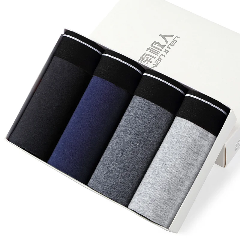 4pcs/lot Men's Underwear Boxers  Male Panties Cotton Breathable Man Boxer Solid Underpants Comfortable Brand Shorts Mens Boxers