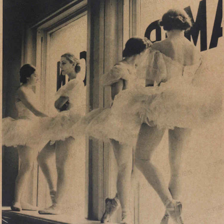 

Ballerina poster, kraft paper painting, retro decorative painting, nostalgic sticker, dance art hanging painting,