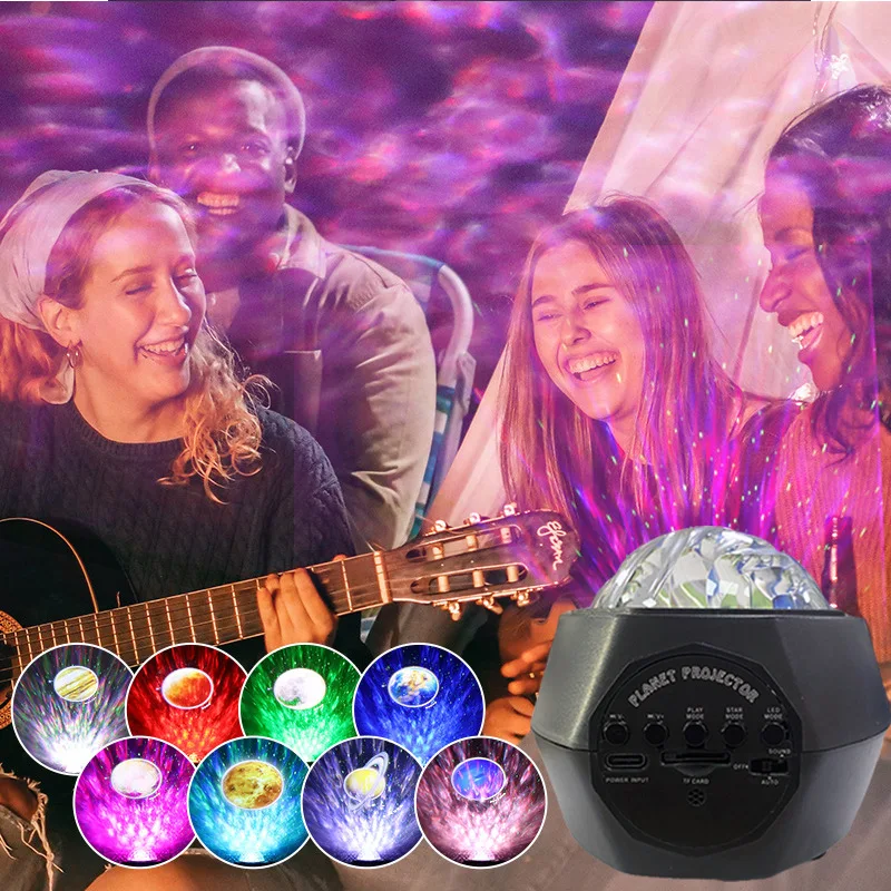 

LED Star Ocean Wave Projector Night Light Galaxy Starry Sky Projector Night Lamp With Music Bluetooth Speaker For Childrens